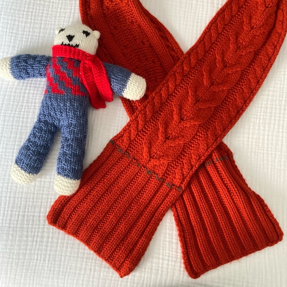 Banana Republic Cashmere & Wool Chunky Orange Cable Scarf - Picture 1 of 8